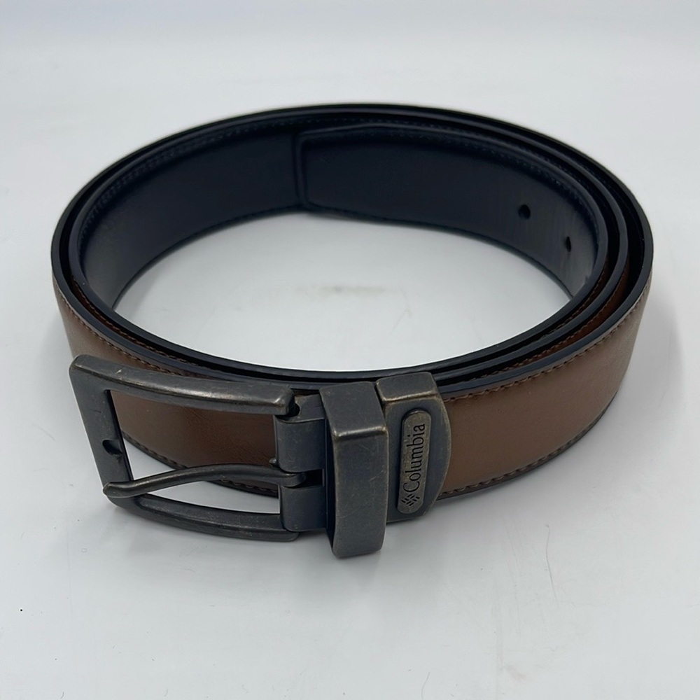 Columbia Tan Leather Belt with Metal Buckle